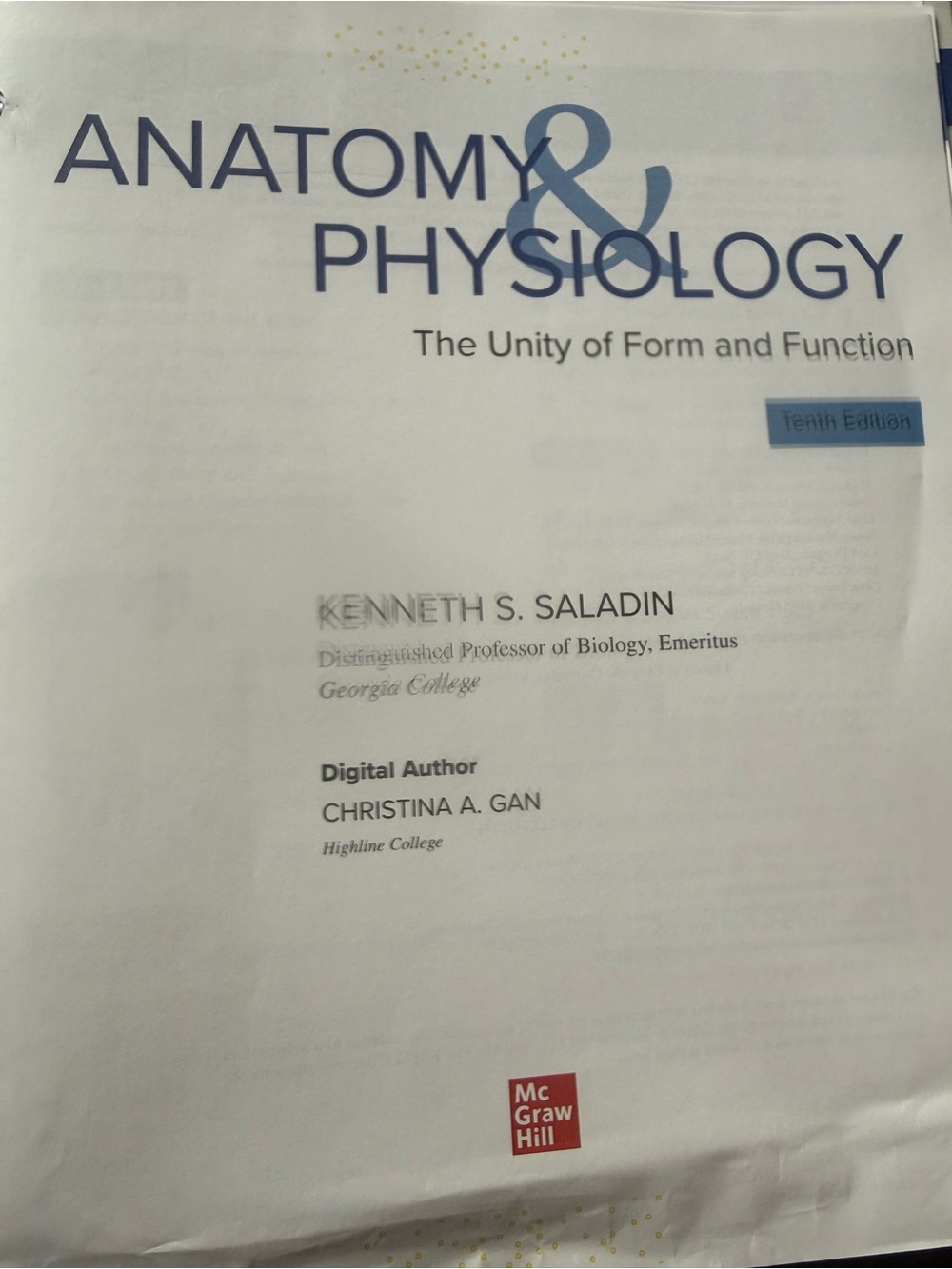 Anatomy & Physiology Textbook Cover - Blue and White